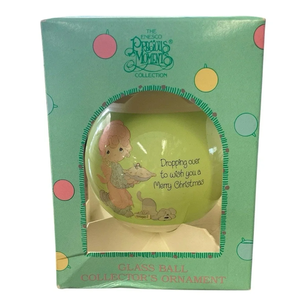 Dropping Over To Wish You Precious Moments Collection Enesco Glass Ornament